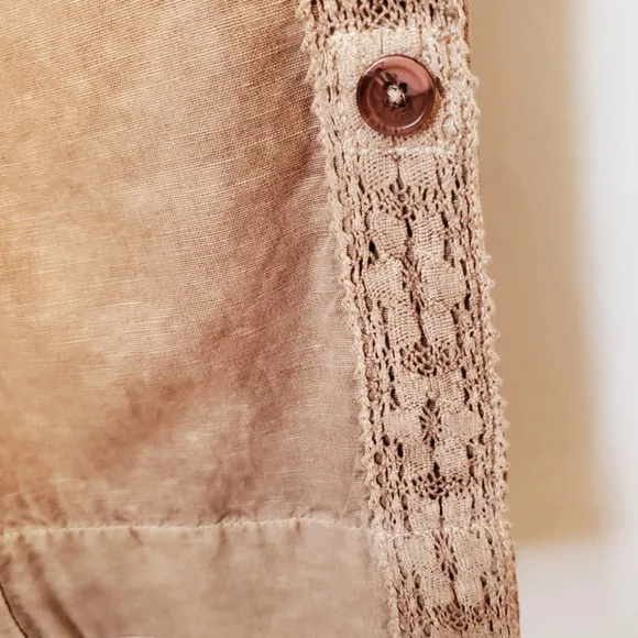 $FINAL$  NWOT Sundance Organia Cotton Linen Blend Convertable Pants Lace Trim - Picture 5 of 10